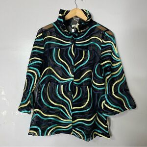Damee Inc. Sheer Mesh Soutache Ribbon Art  To Wear‎ Jacket Wire Collar Sz M 3D